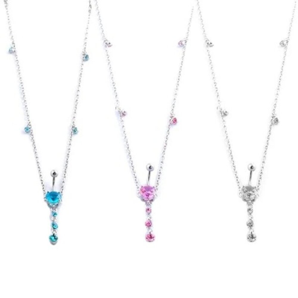 Navel Silver Crystal Round Waist Body Chain